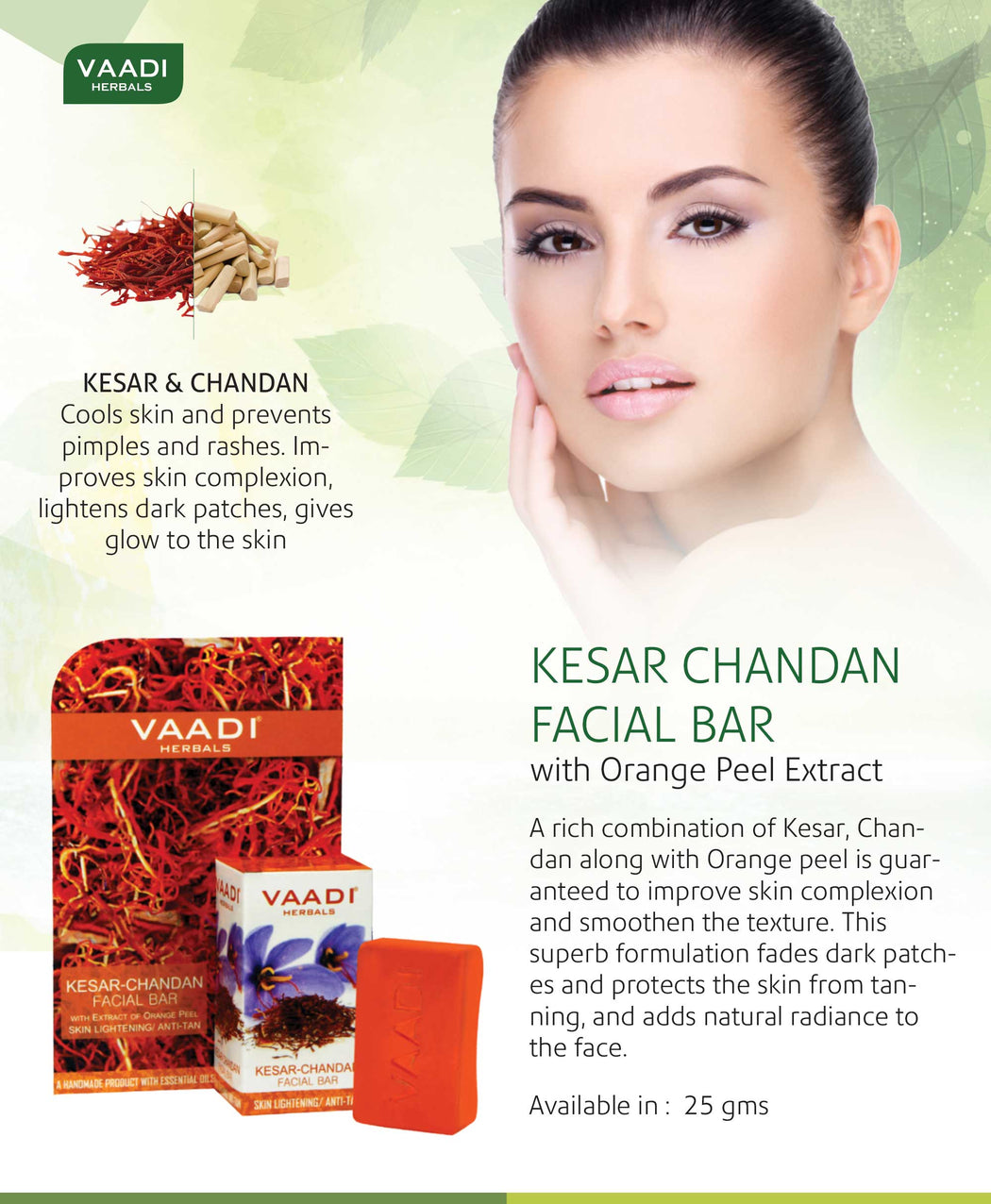Kesar Chandan Facial Bar with Extract Orange Peel (25 gms)