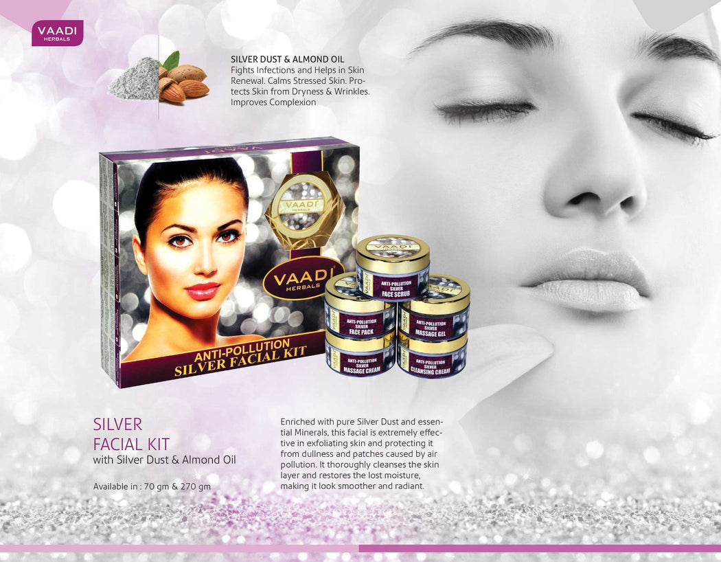 Silver Facial Kit - Pure Silver Dust, Rosemary & lavender Oil, Sandalwood Paste (70 gms)