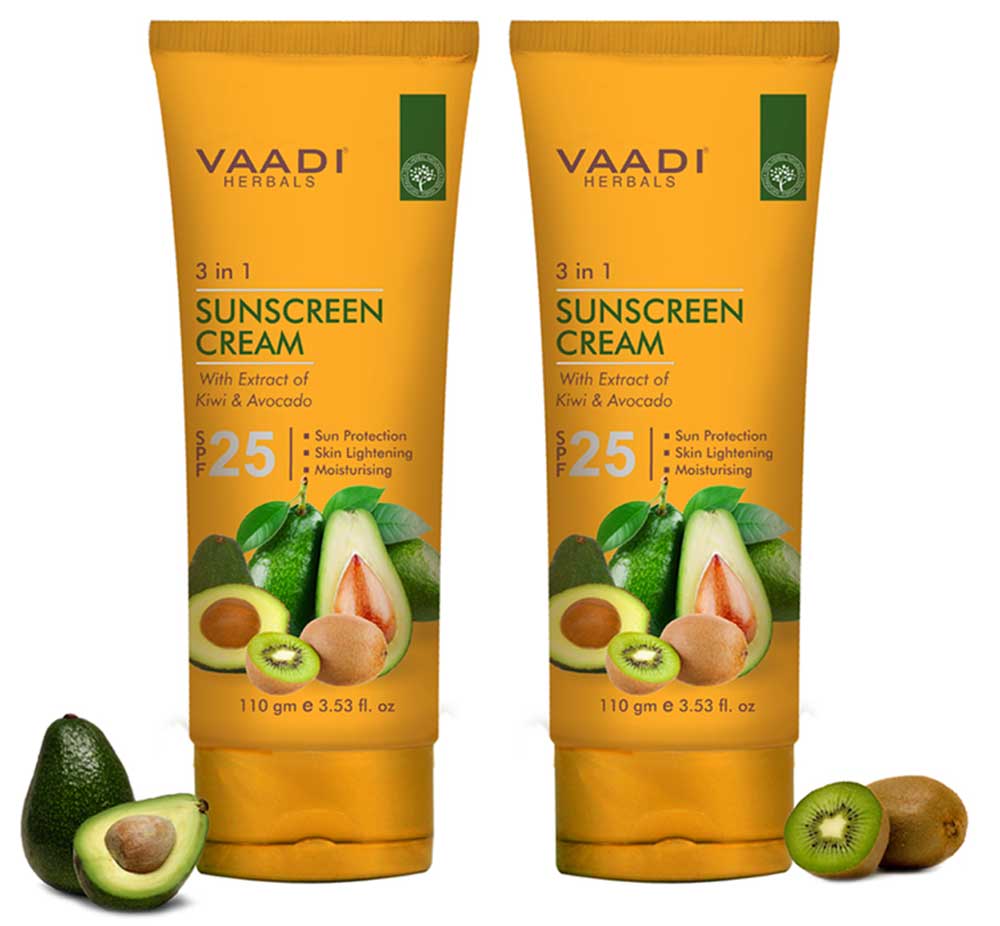 Pack of 2 Sunscreen Cream SPF-25 with Extracts of Kiwi & Avocado (110 gms x 2)