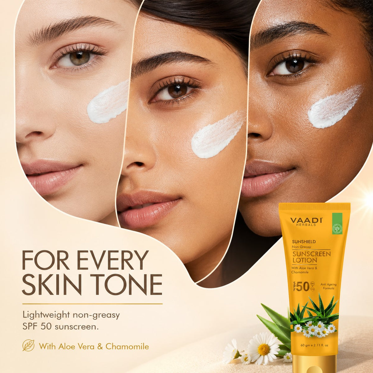 Pack of 2 Sunscreen Lotion SPF-50 with Aloe Vera & Chamomile (110 ml x 2)