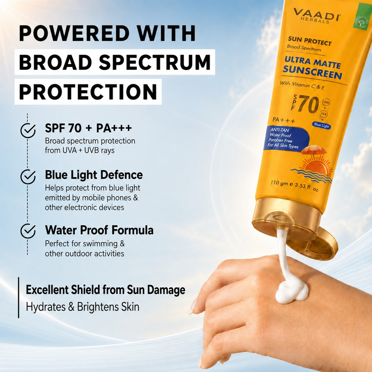 Ultra Matte Sunscreen SPF 70 With Vitamin C & E (110 gms)