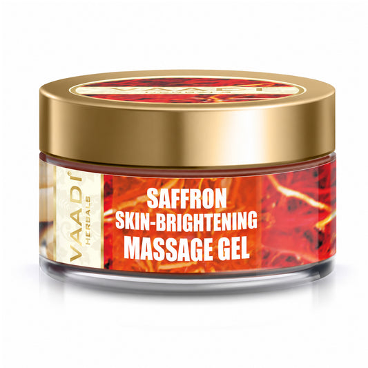 Saffron Skin Brightening Massage Gel with Basil Oil & Shea Butter - Improves Complexion - Reduces Puffiness (50 gms)