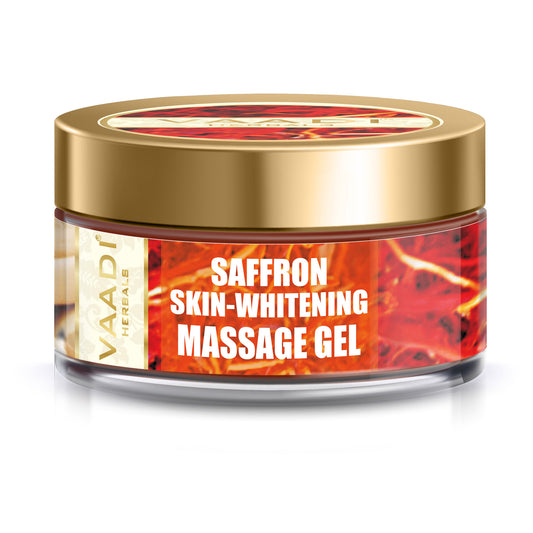 Saffron Skin Whitening Massage Gel with Basil Oil & Shea Butter - Improves Complexion - Reduces Puffiness (50 gms)