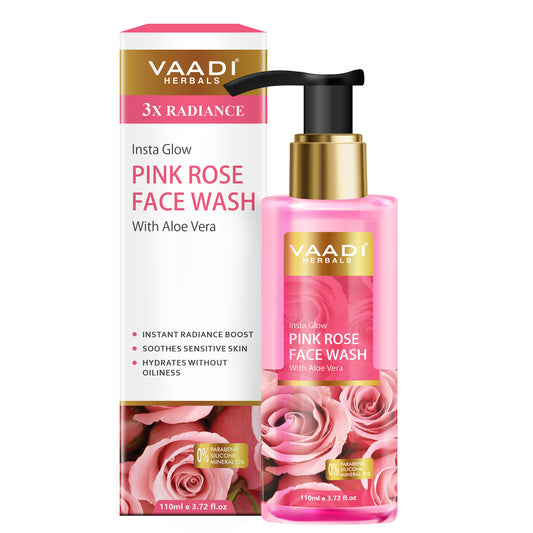 Organic Insta Glow Pink Rose Face wash with Aloe vera extract  (110 ml/3.72 fl oz)
