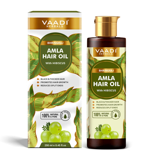 Bhringraj Amla Hair Oil with Hibiscus -Black & Thick Hair- Promotes Hair Growth-Strengthens Hair Roots- Reduces Hair fall- Strong & Healthy Hair- For All Hair Types - 250 ml