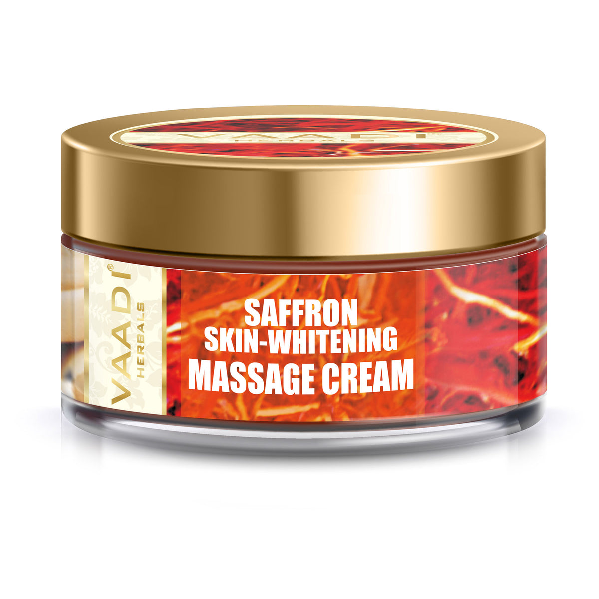 Saffron Skin Whitening Massage Cream with Basil Oil & Shea Butter - Improves Complexion - Reduces Puffiness, Marks & Spots (50 gms)