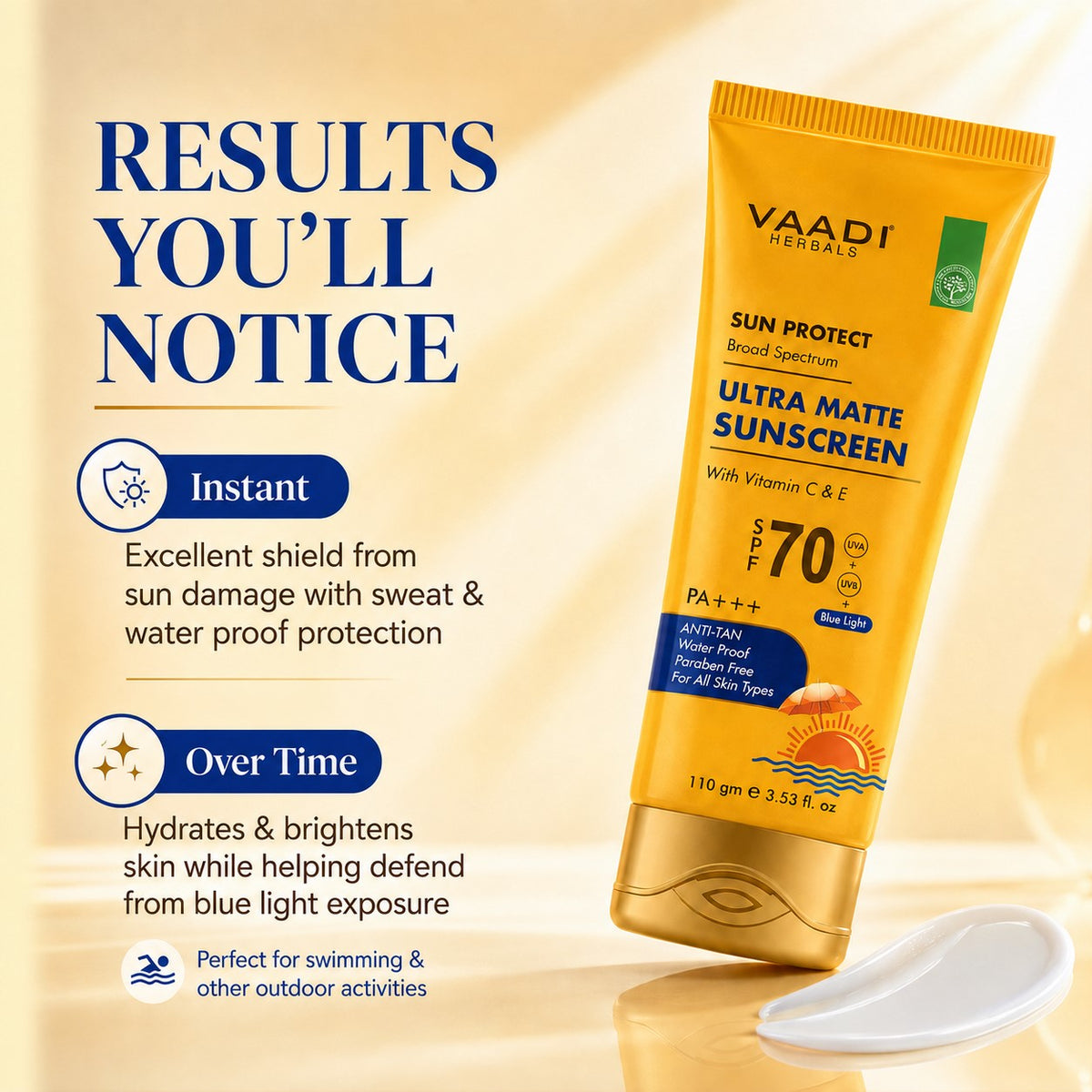 Ultra Matte Sunscreen SPF 70 With Vitamin C & E (110 gms)