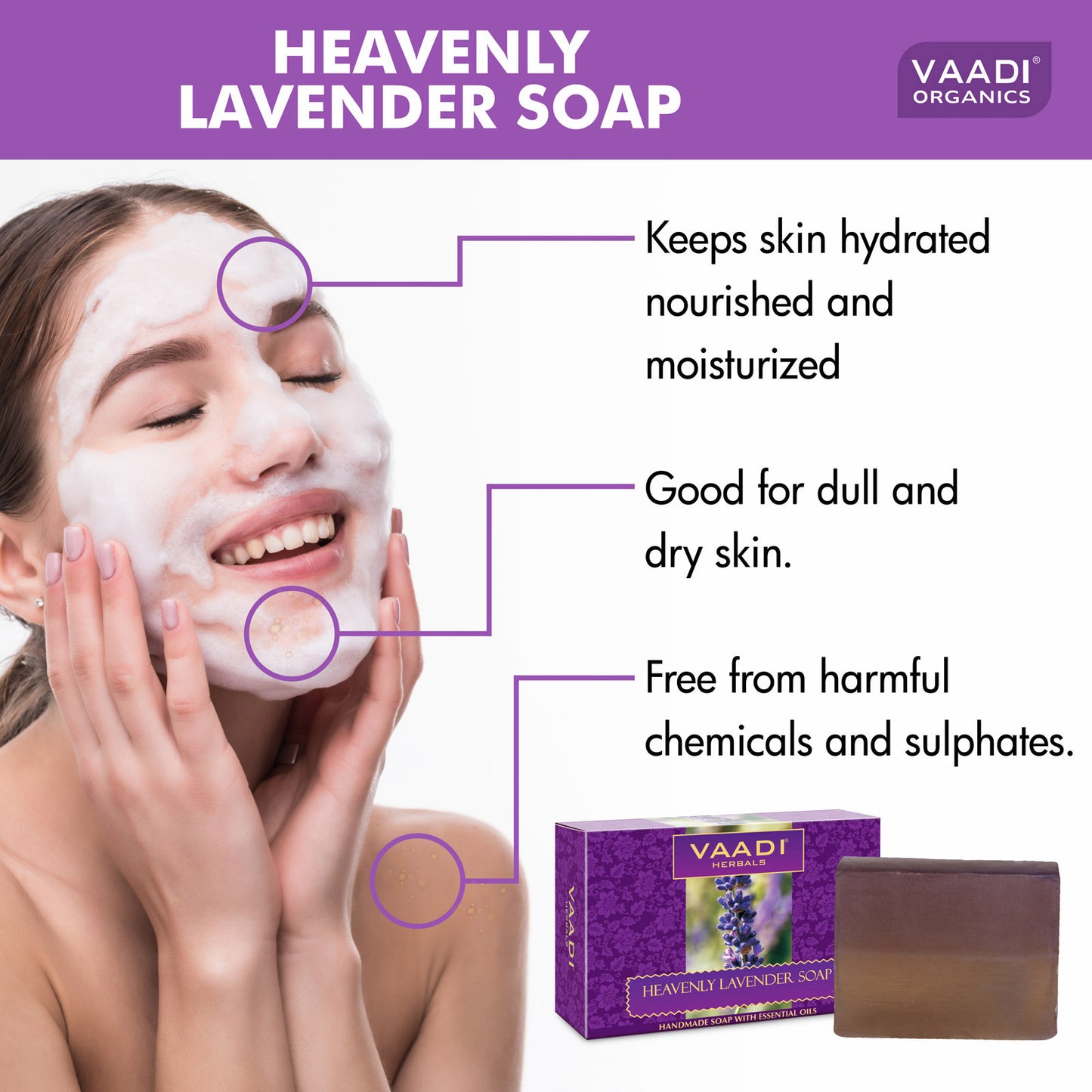 Pack of 3 Heavenly LAVENDER SOAP with Rosemary extract (75 gms x 3)