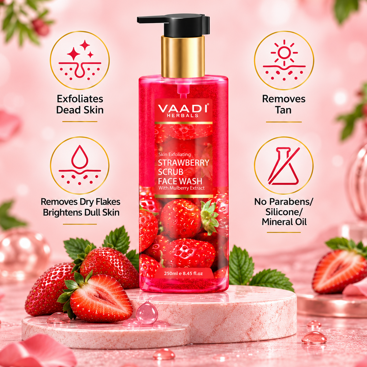 Strawberry Scrub Face Wash With Mulberry Extract (250 ml)