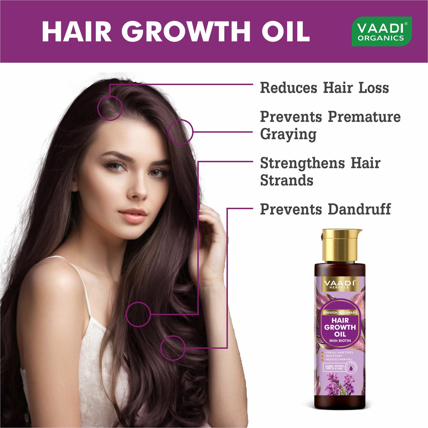 Spanish Rosemary Hair Growth Oil with Biotin-Promotes Hair Growth- Reduces Hair Fall-Strong Hair- Prevents Dandruff- For All Hair Types- 120ml