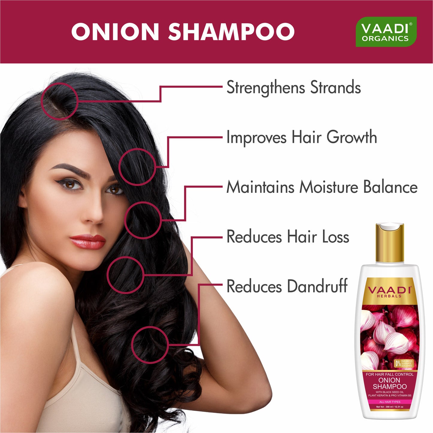 Onion Shampoo With Conditioner For Hairfall Control (350 ml X 2)