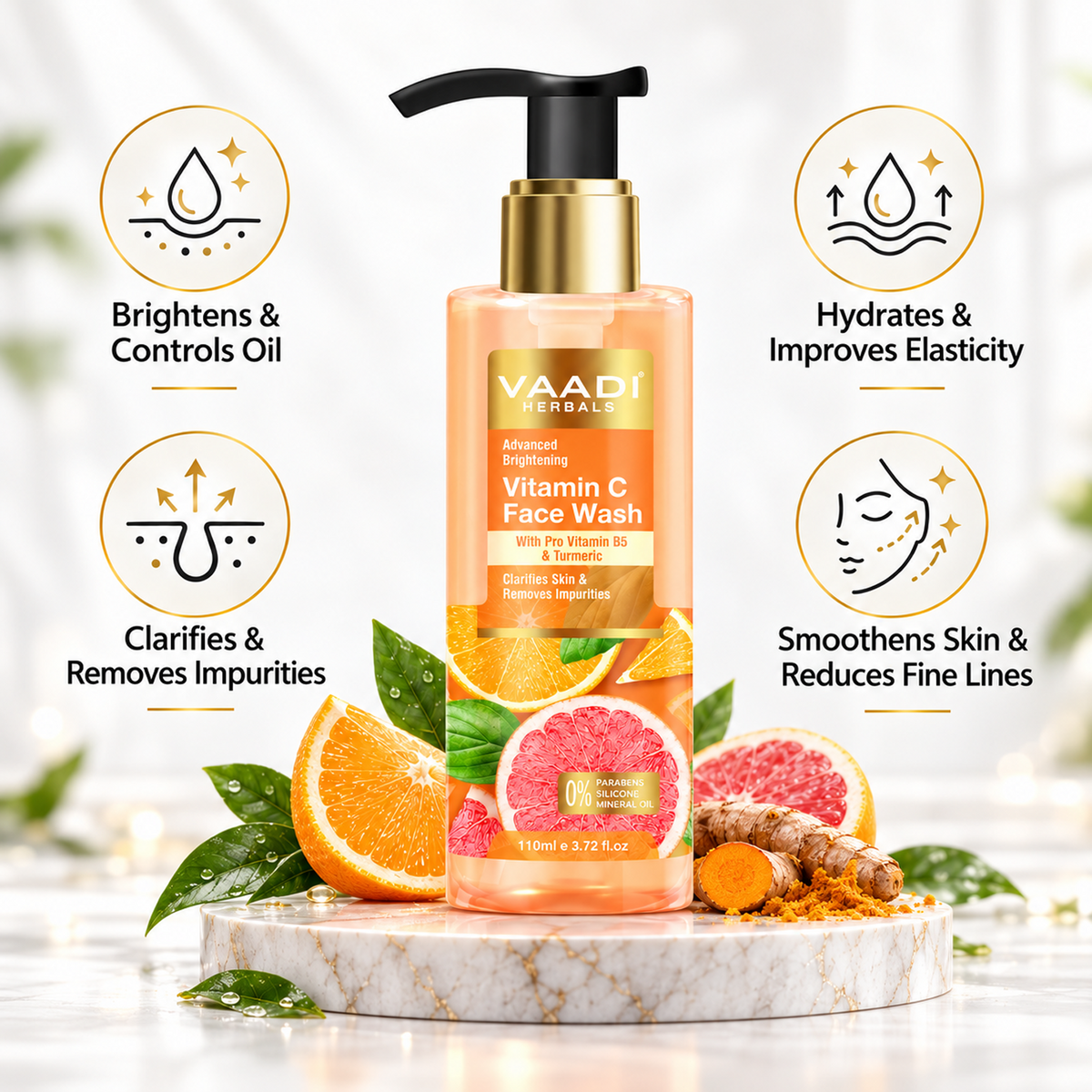 Advanced Brightening Vitamin C Face Wash With Pro Vitamin B5 & Turmeric (110 ml)