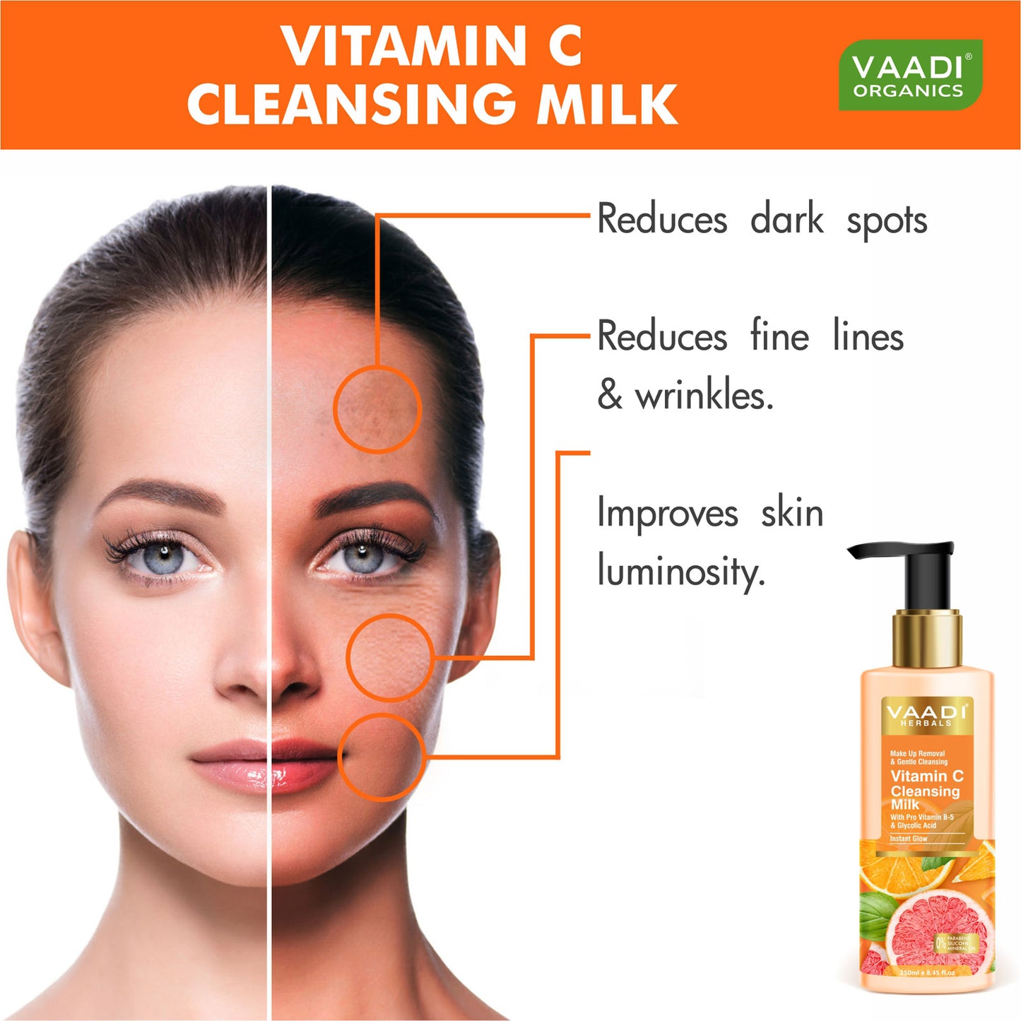 Vitamin C Cleansing Milk with Pro Vitamin B-5 & Glycolic Acid (250 ml)