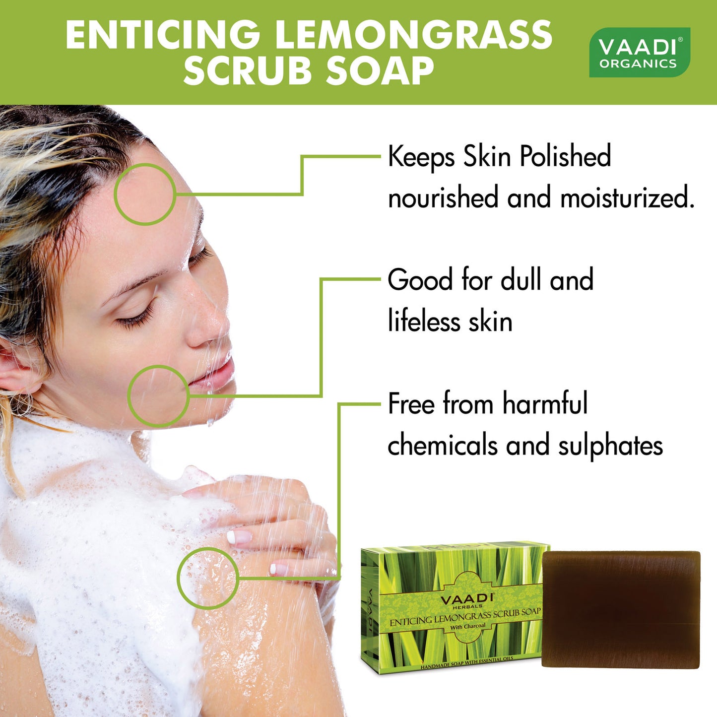 Pack of 3 Enticing Lemongrass Scrub Soap (75 gms x 3)