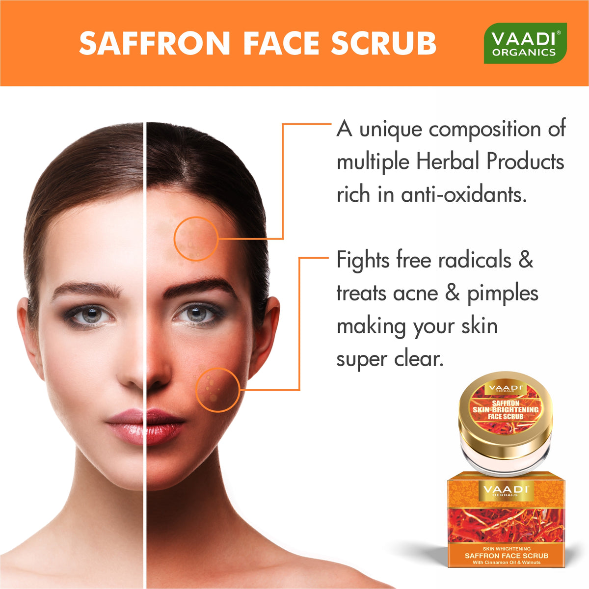 SAFFRON SKIN WHITENING FACE SCRUB WITH CINNAMON OIL & WALNUTS (25 Gms)