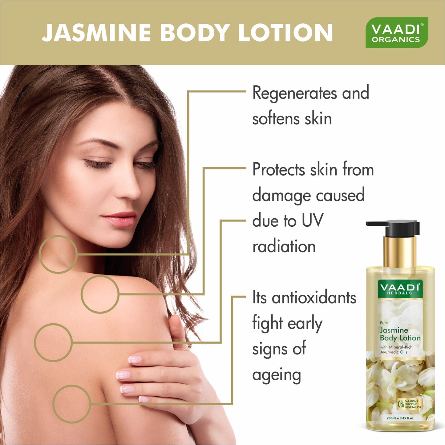 Jasmine Body Lotion with Mineral-Rich Ayurvedic Oils (250 ml )