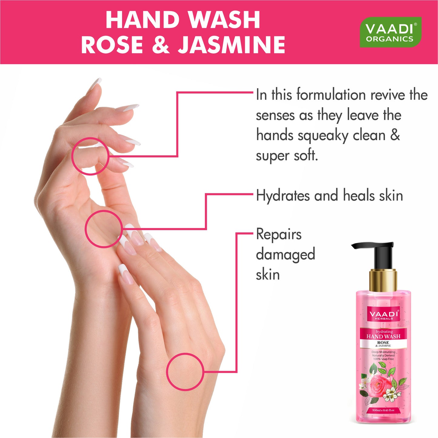 Pack of 3 Hydrating Rose & Jasmine Hand Wash (250 ml x 3)