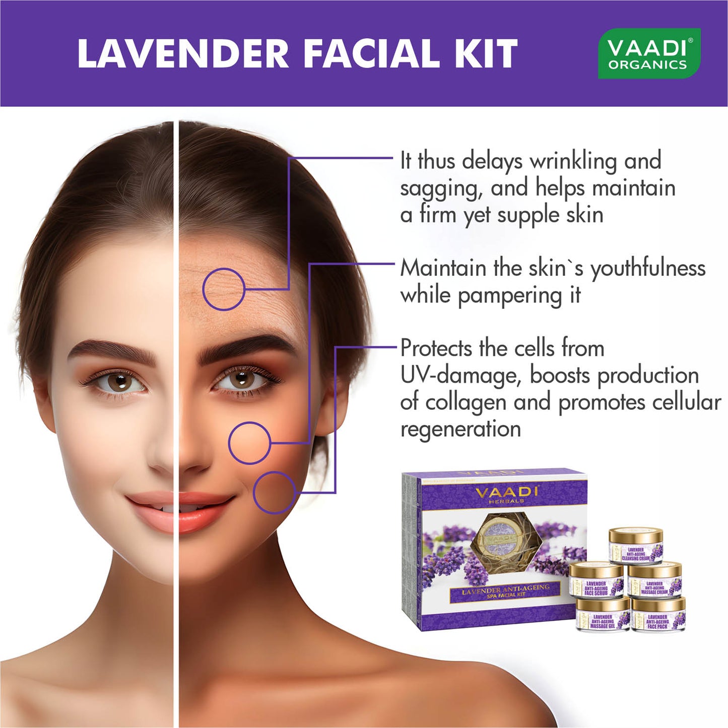 Lavender Anti-Ageing SPA Facial Kit with Rosemary Extract (270 gms)