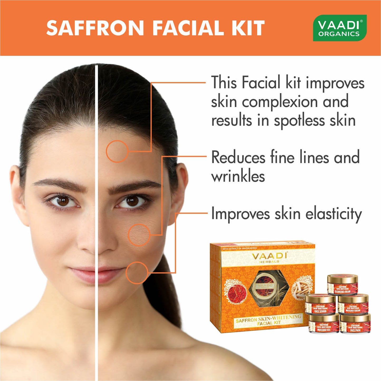 Saffron Skin-Whitening Facial Kit With Sandalwood Extract (270 gms)