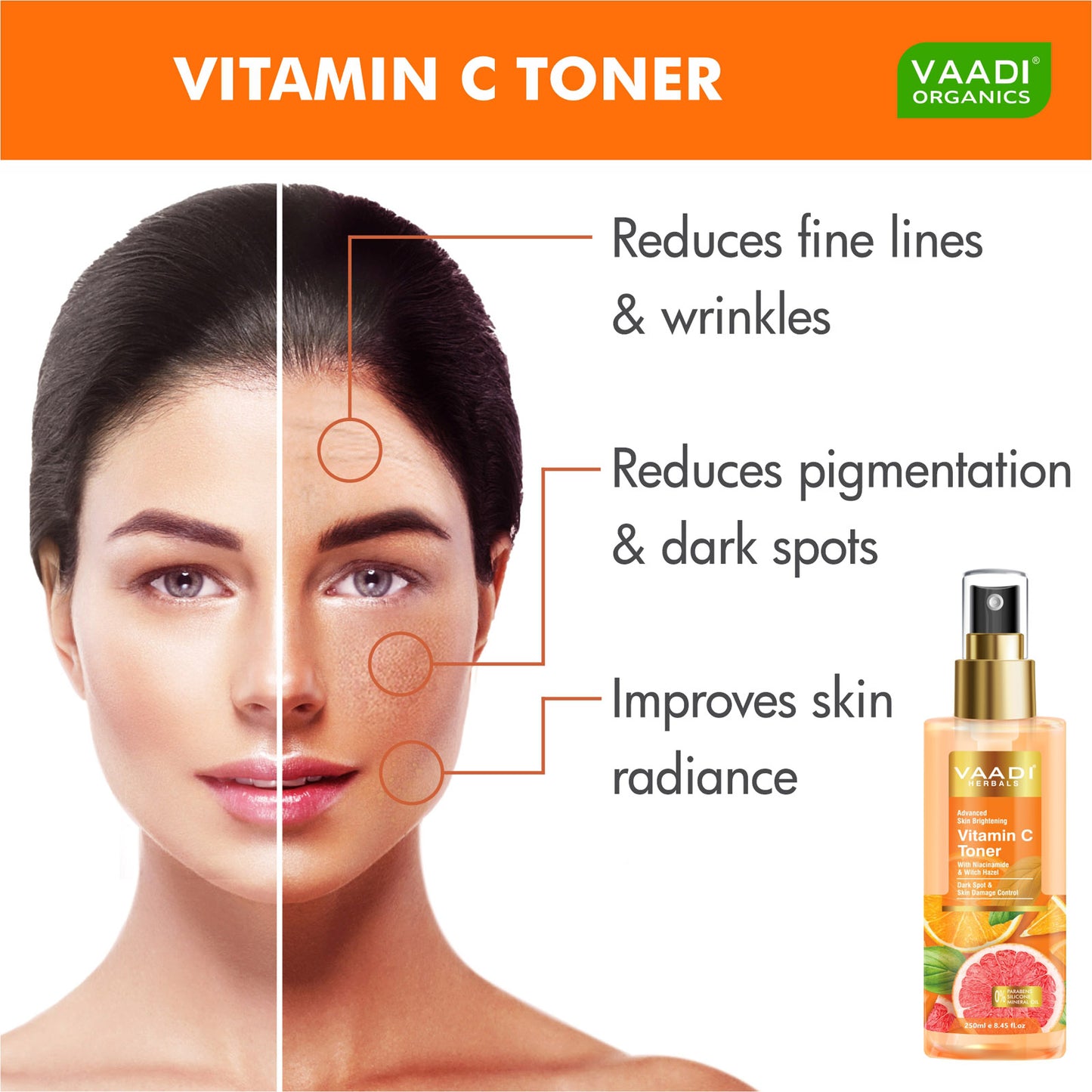 Vitamin C Toner with Niacinamide & Witch Hazel - Dark Spot & Skin Damage Control (250 ml)