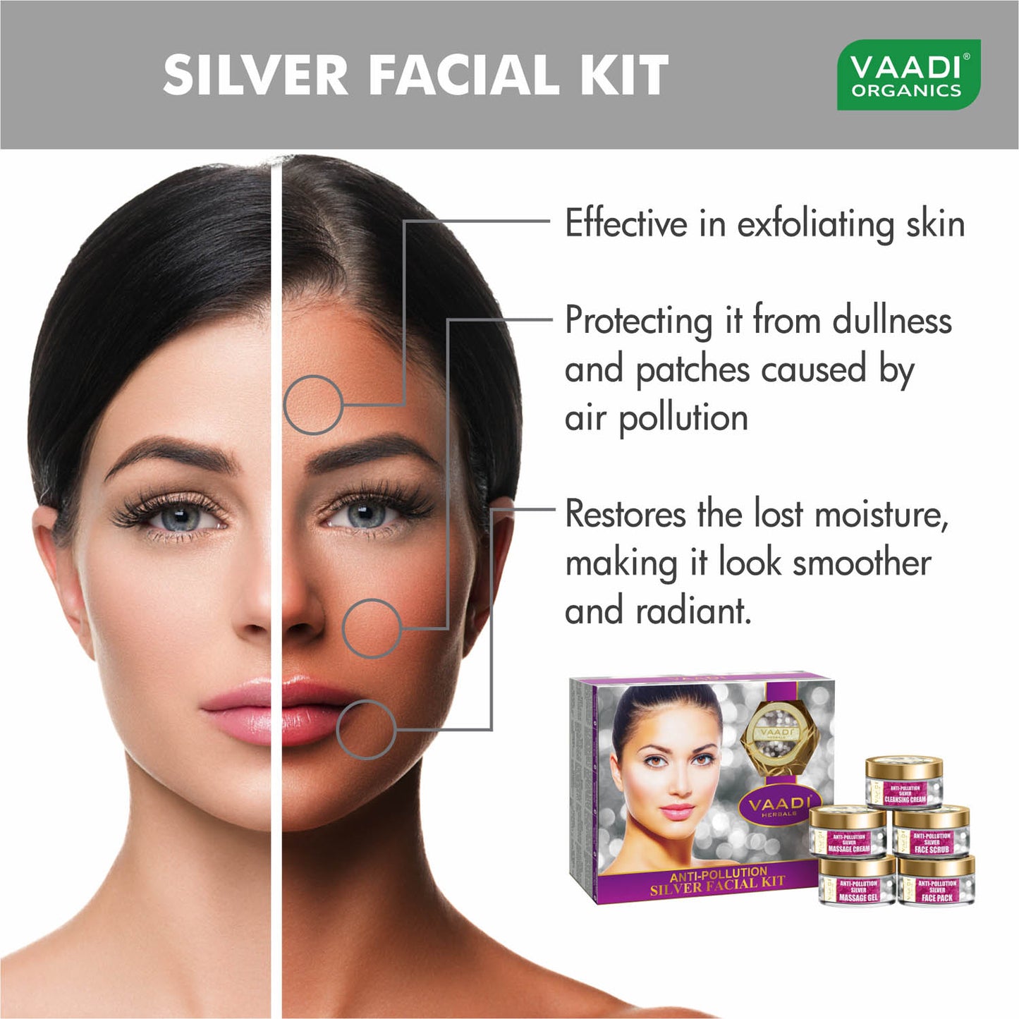 Anti-Pollution Silver Facial Kit (270 gms)