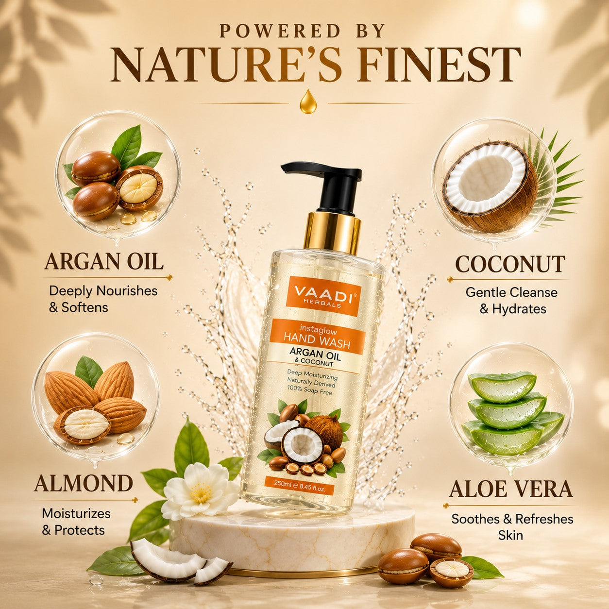 Pack of 3 Instaglow Argan Oil & Coconut Hand Wash (250 ml x 3)