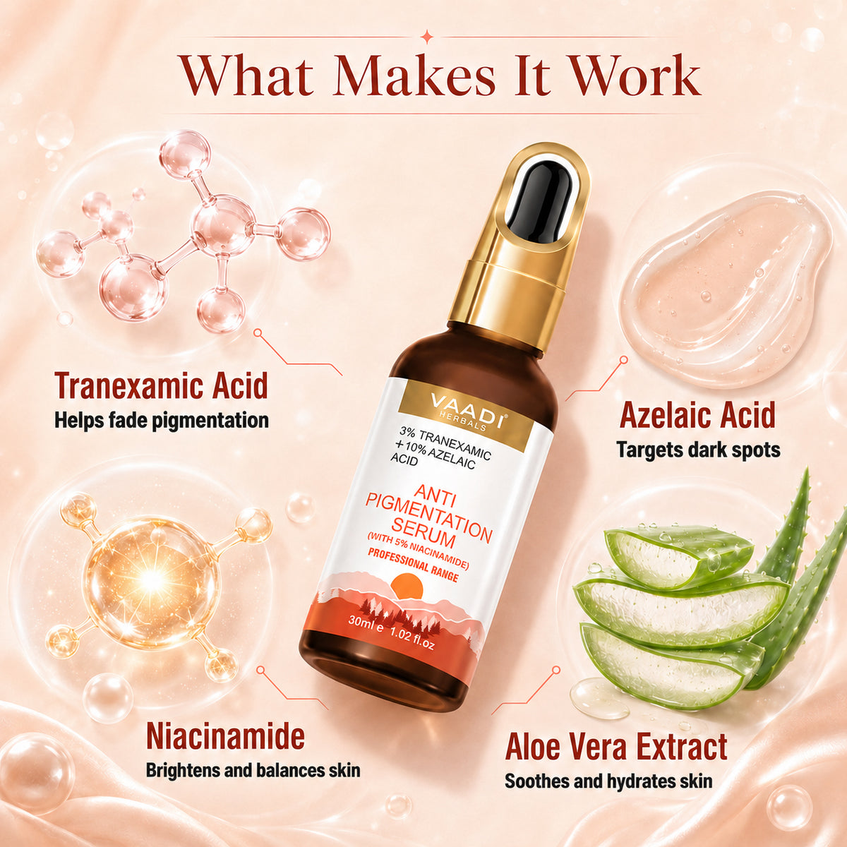 3%Tranexamic and 10% Azelaic Acid Anti Pigmentation Serum with 5% Niacinamide| Brighter Complexion| Reduces Dark Spots| Soothes Inflammation|Fades Hyper pigmentation| For All Skin Types|  ( 30 ml )
