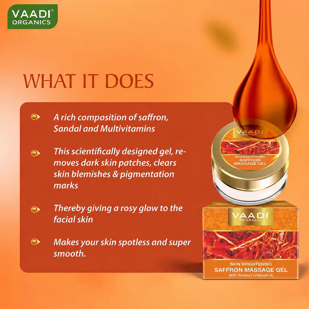 SAFFRON SKIN WHITENING MASSAGE GEL WITH RETINOL (VITAMIN A)(25 Gms)