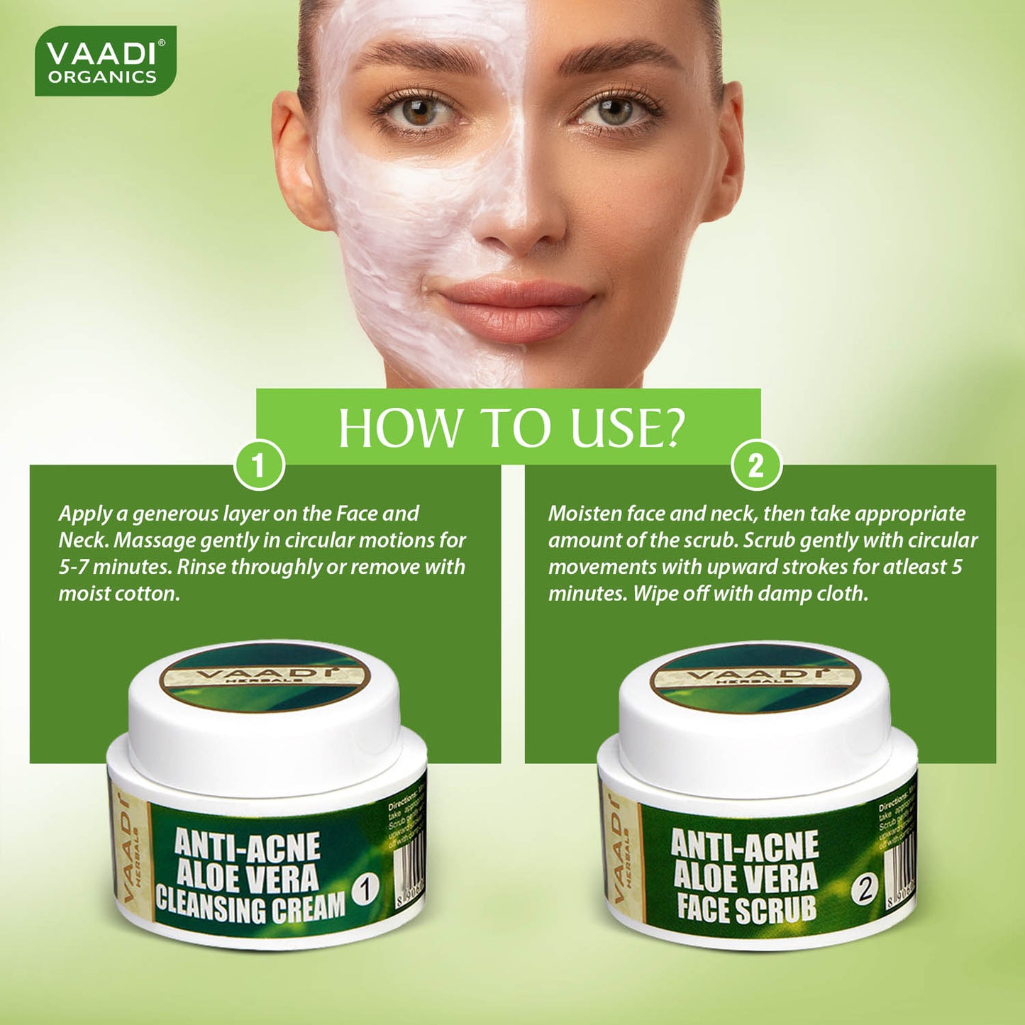 Anti-Acne Aloe Vera Facial Kit with Green Tea Extract (70 gms)