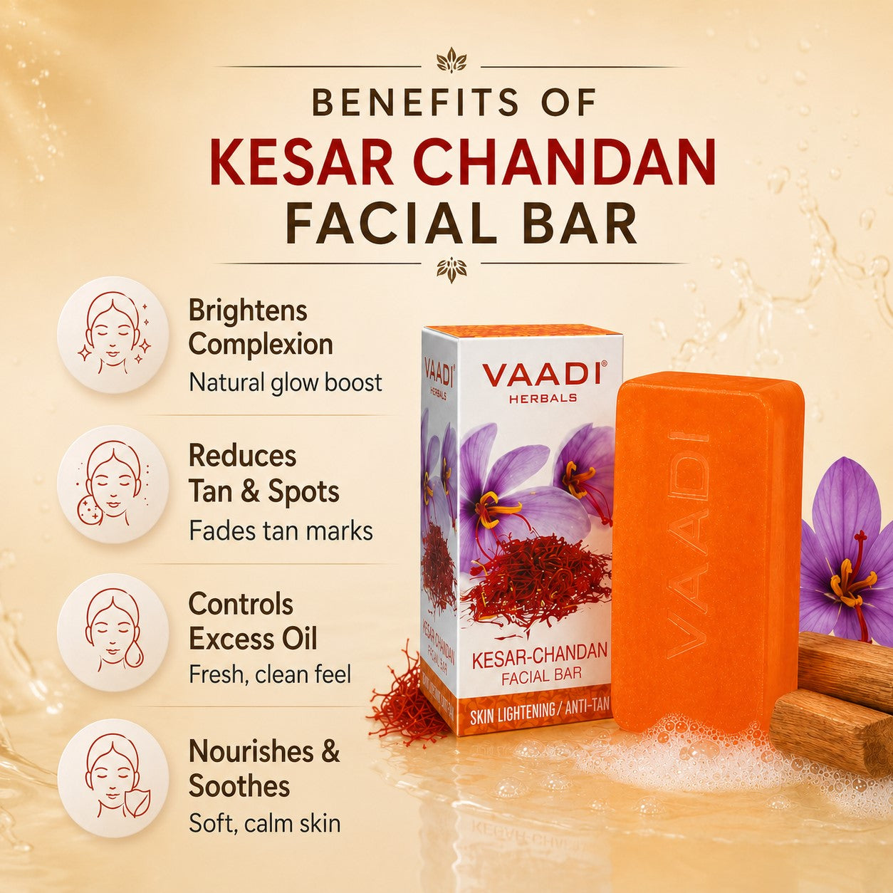 Kesar Chandan Facial Bar with Extract Orange Peel (25 gms)
