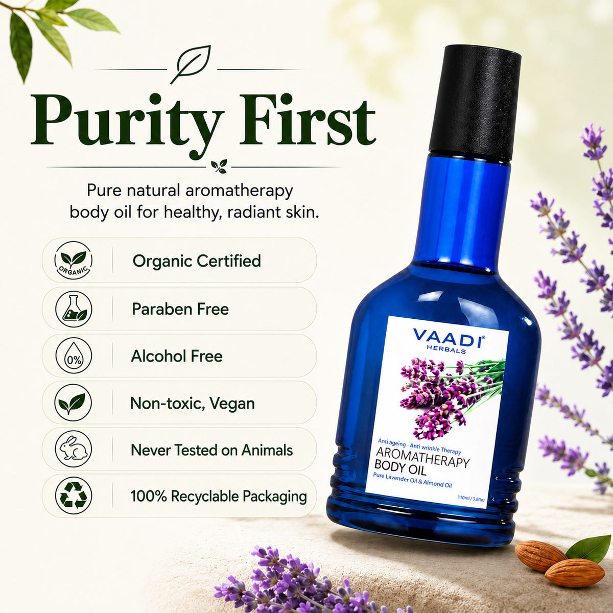Pack of 2 Aromatherapy Body Oil-Lavender & Almond Oil (110 ml x 2)