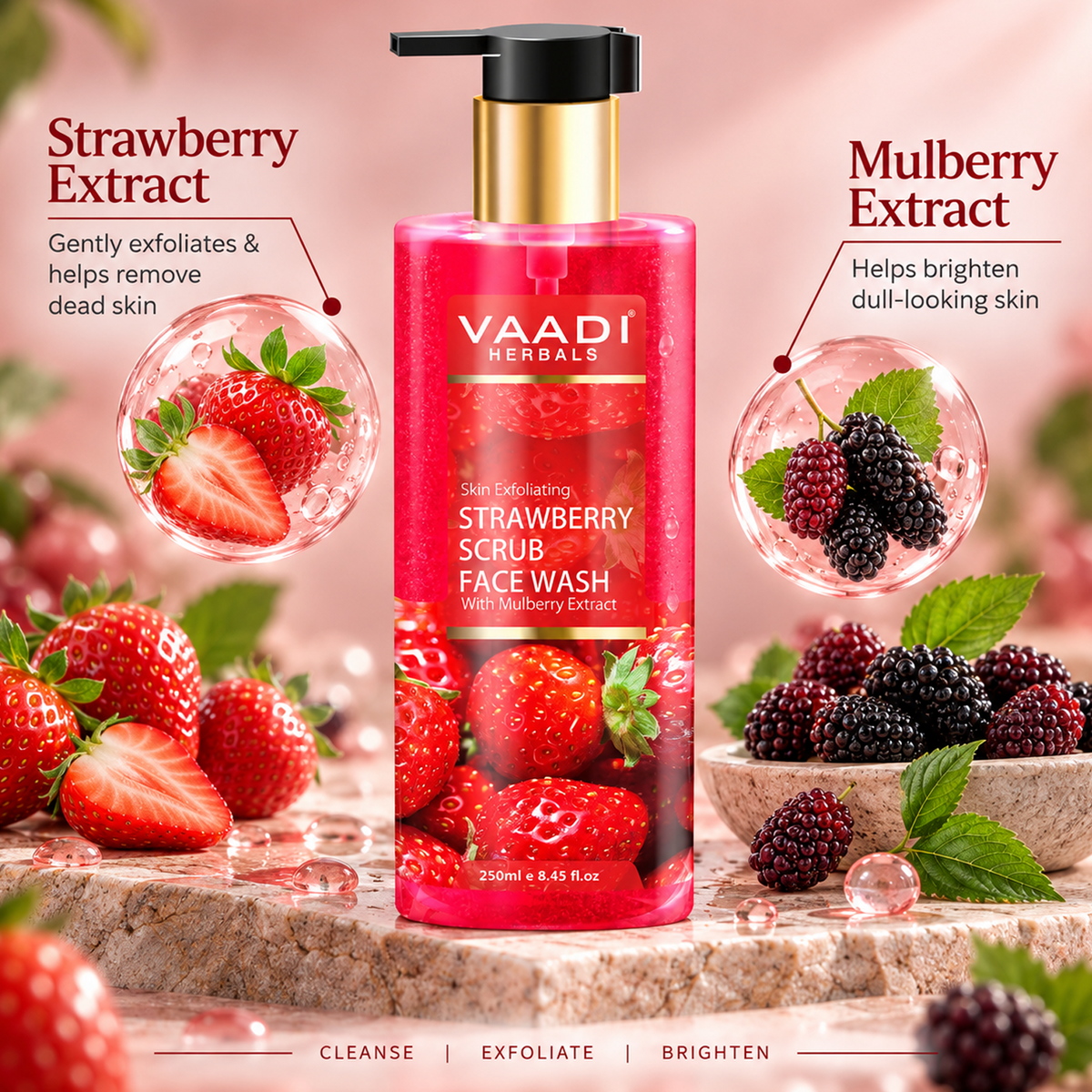 Strawberry Scrub Face Wash With Mulberry Extract (250 ml)
