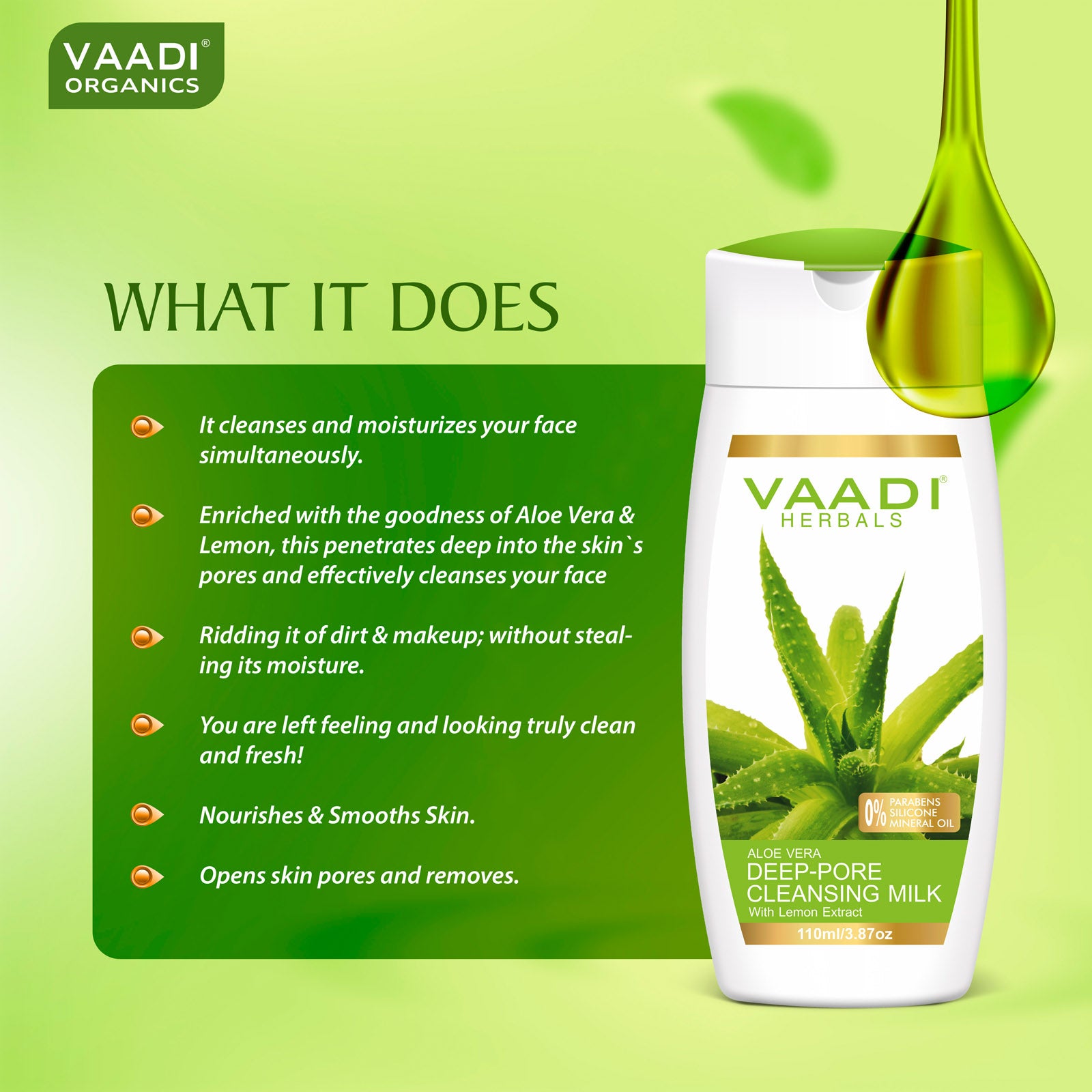 is milk good for aloe vera plants Aloe Vera Deep Pore Cleansing Milk With Lemon Extract (110 ml) – Vaadi Herbals India