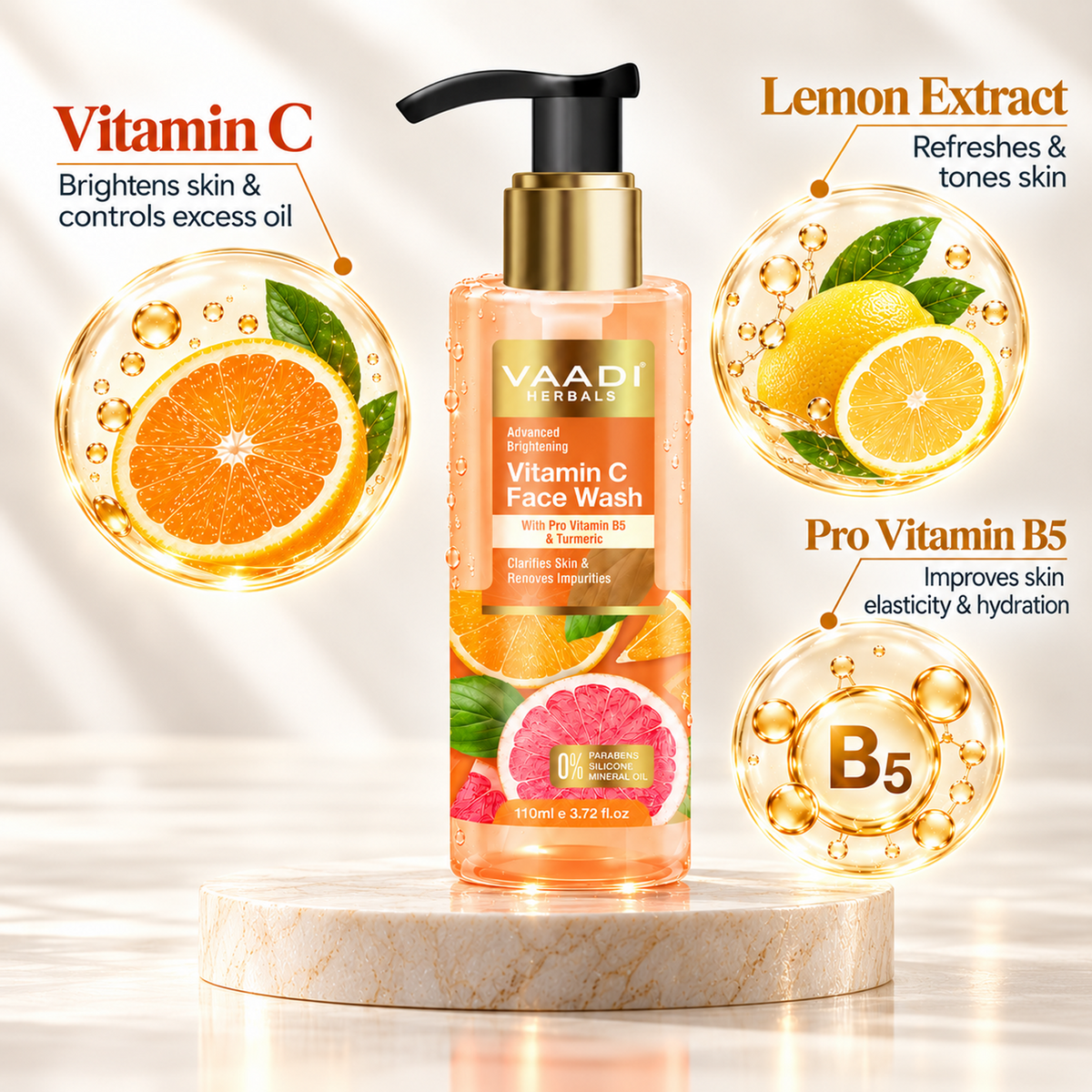 Advanced Brightening Vitamin C Face Wash With Pro Vitamin B5 & Turmeric (110 ml)