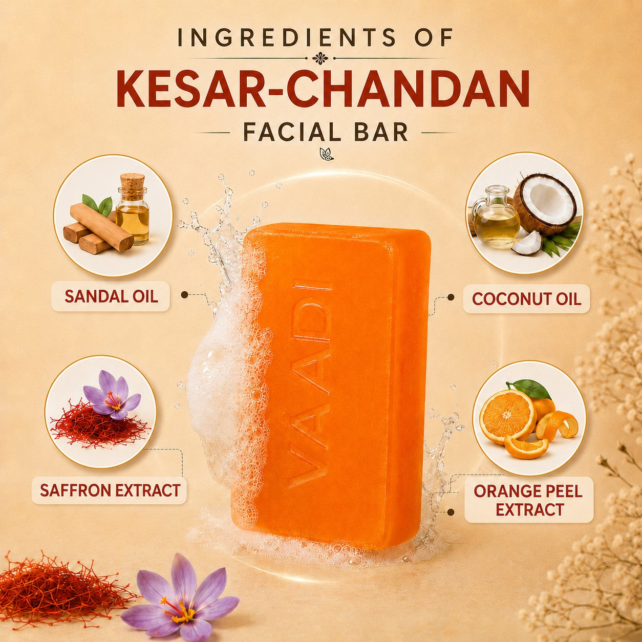 Kesar Chandan Facial Bar with Extract Orange Peel (25 gms)