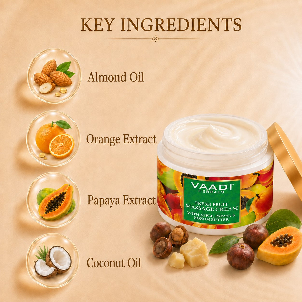 Fresh Fruit Massage Cream With Apple Papaya & Kukum Butter (500 gms)