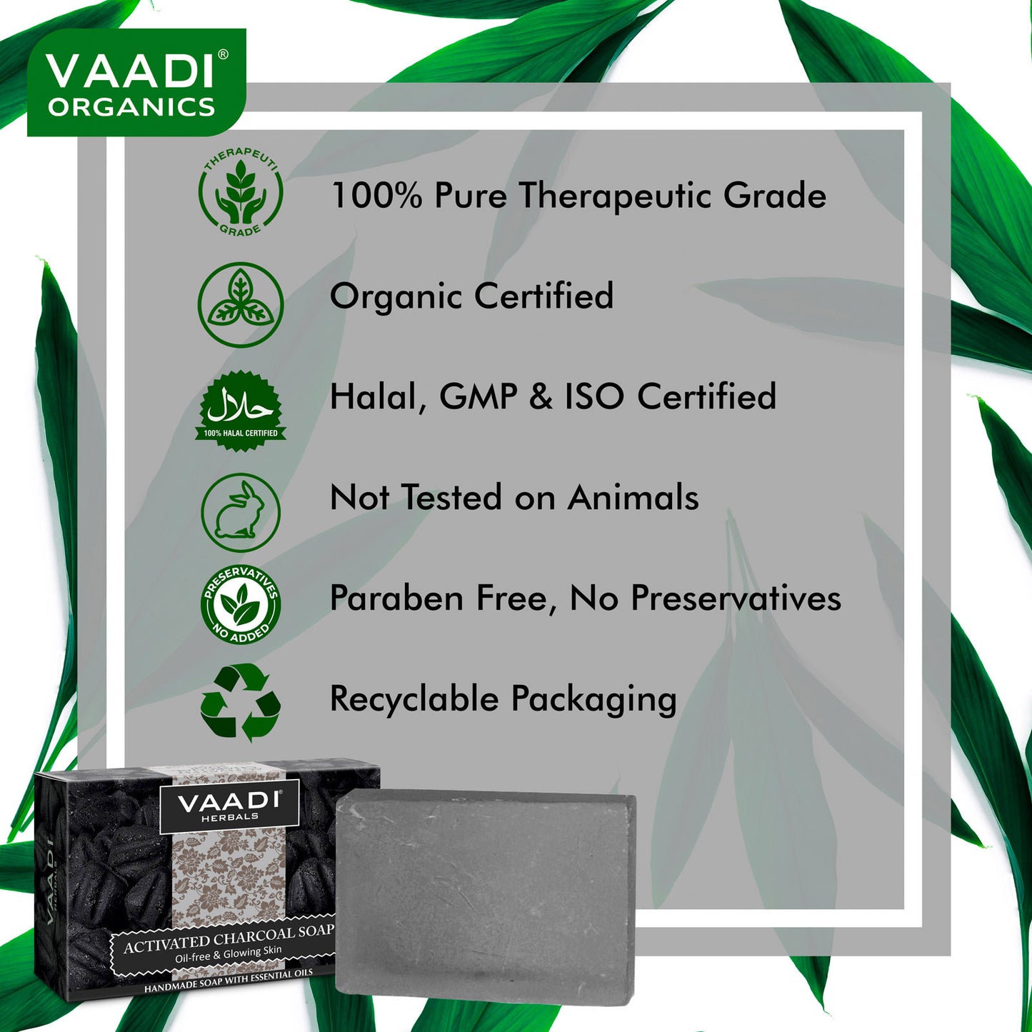Pack of 6 Activated Charcoal Soap (6 X 75 gms)