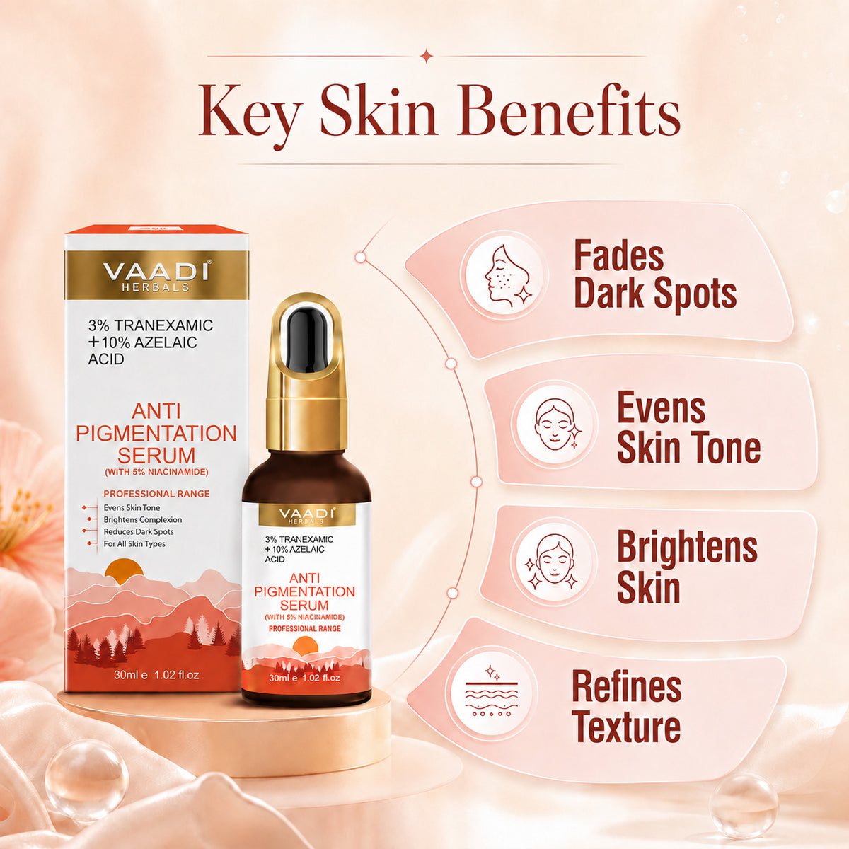 3%Tranexamic and 10% Azelaic Acid Anti Pigmentation Serum with 5% Niacinamide| Brighter Complexion| Reduces Dark Spots| Soothes Inflammation|Fades Hyper pigmentation| For All Skin Types|  ( 30 ml )