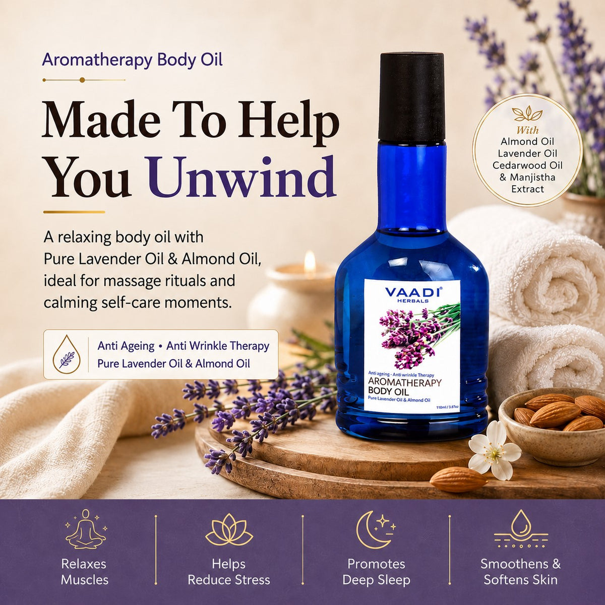 Aromatherapy Body Oil-Lavender & Almond Oil (110 ml)