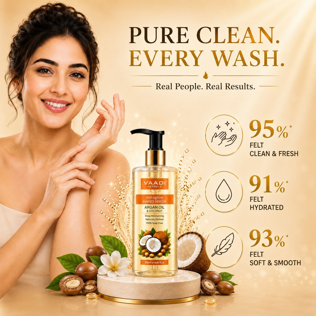Pack of 3 Instaglow Argan Oil & Coconut Hand Wash (250 ml x 3)