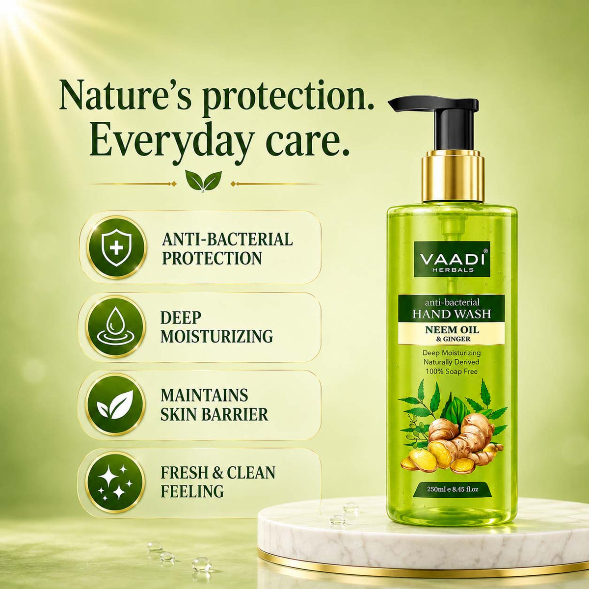 Pack of 2 Anti-Bacterial Neem Oil & Ginger Hand Wash (250 ml x 2)