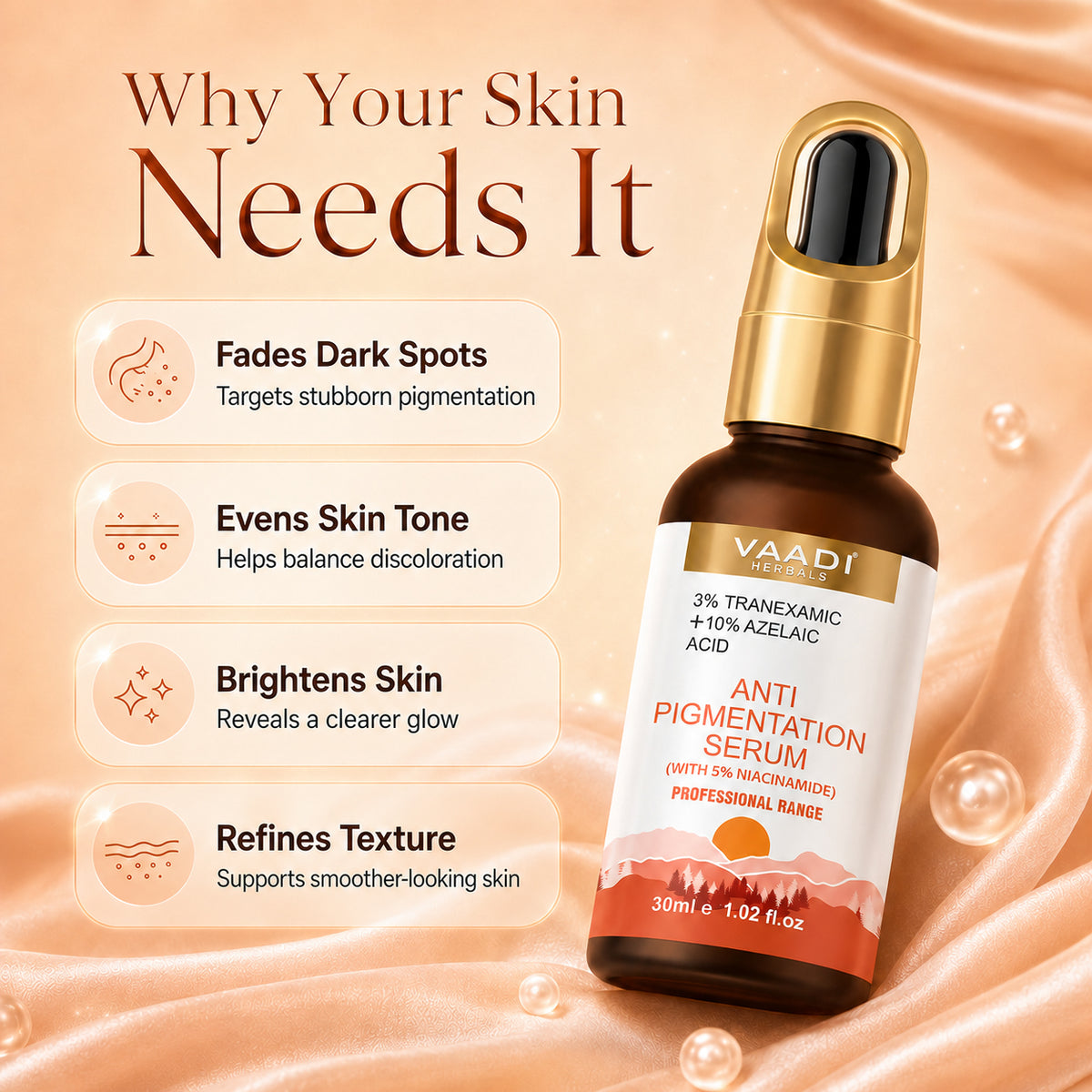 3%Tranexamic and 10% Azelaic Acid Anti Pigmentation Serum with 5% Niacinamide| Brighter Complexion| Reduces Dark Spots| Soothes Inflammation|Fades Hyper pigmentation| For All Skin Types|  ( 30 ml )