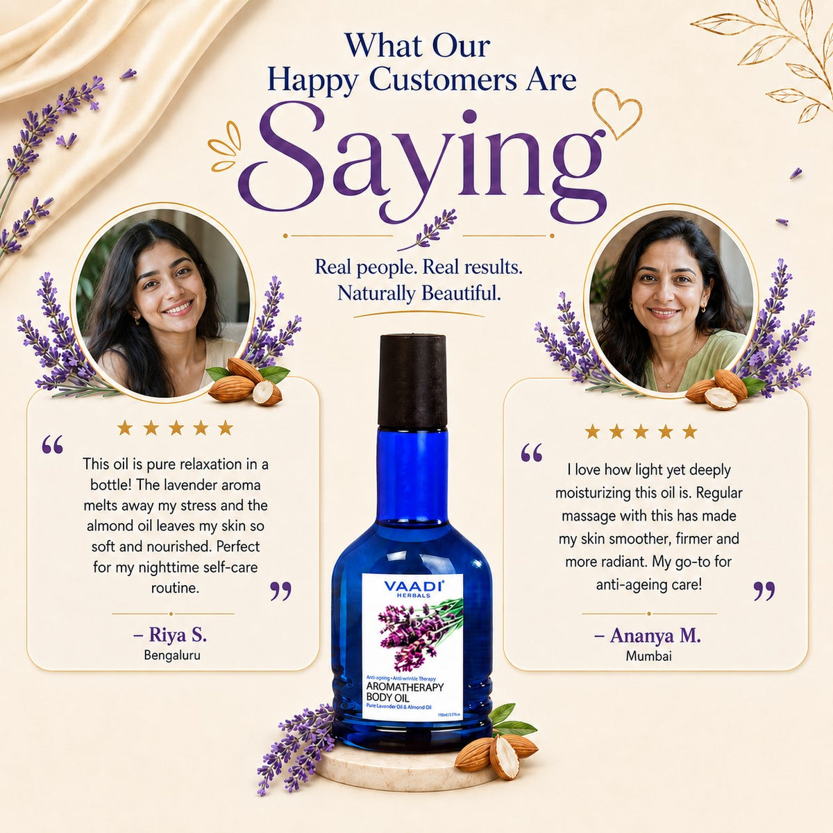Pack of 2 Aromatherapy Body Oil-Lavender & Almond Oil (110 ml x 2)