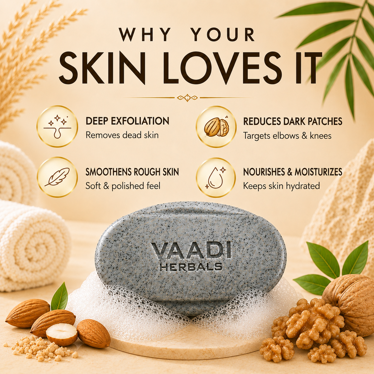 Elbow-Foot-Knee Scrub Soap with Almond & Walnut Scrub (75 gms)