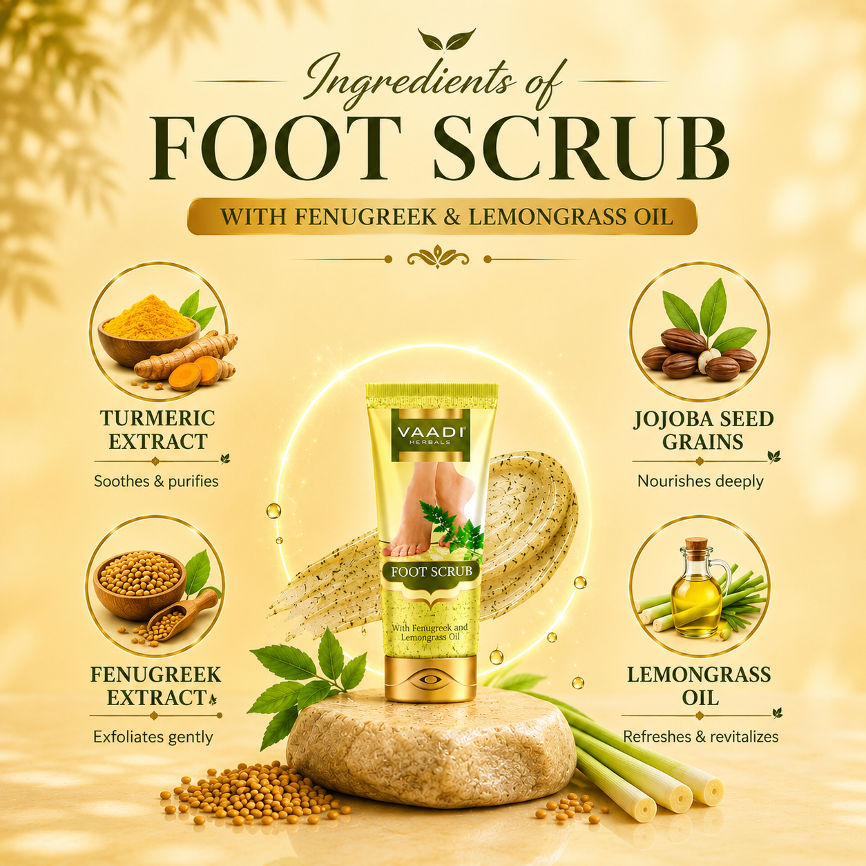 Organic Foot Scrub with Fenugreek & Lemongrass Oil (110 gms)