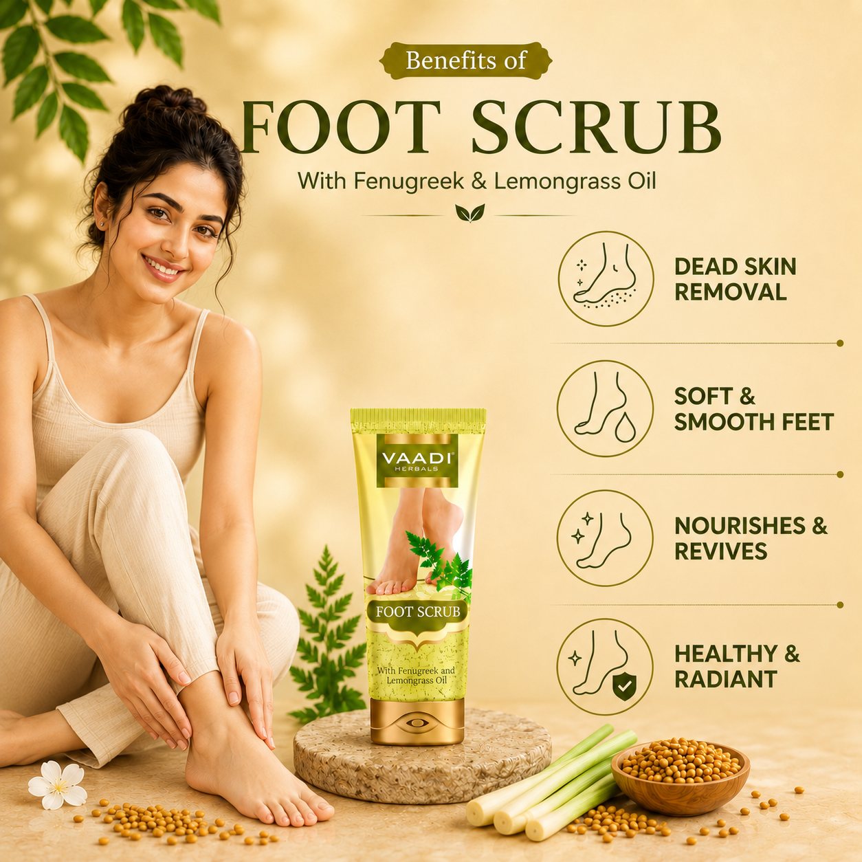 Organic Foot Scrub with Fenugreek & Lemongrass Oil (110 gms)