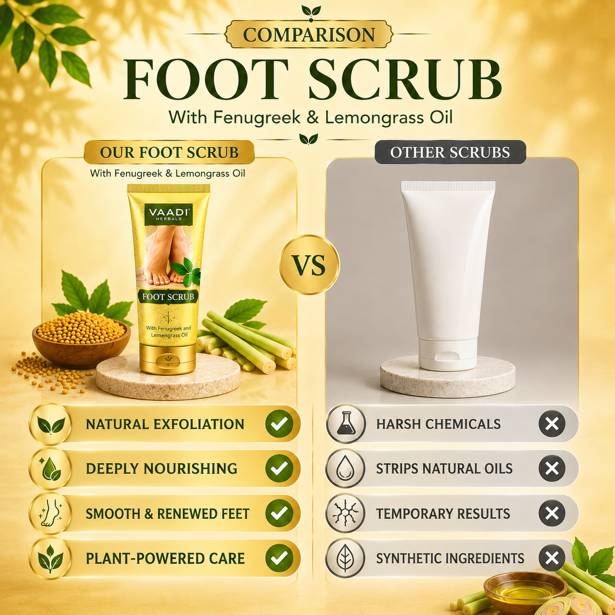 Organic Foot Scrub with Fenugreek & Lemongrass Oil (110 gms)