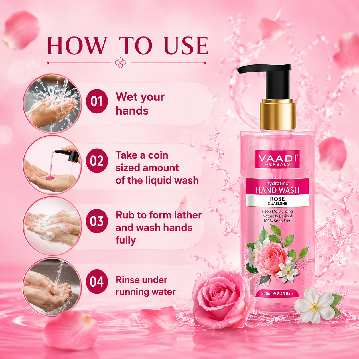 Pack of 2 Hydrating Rose & Jasmine Hand Wash (250 ml x 2)
