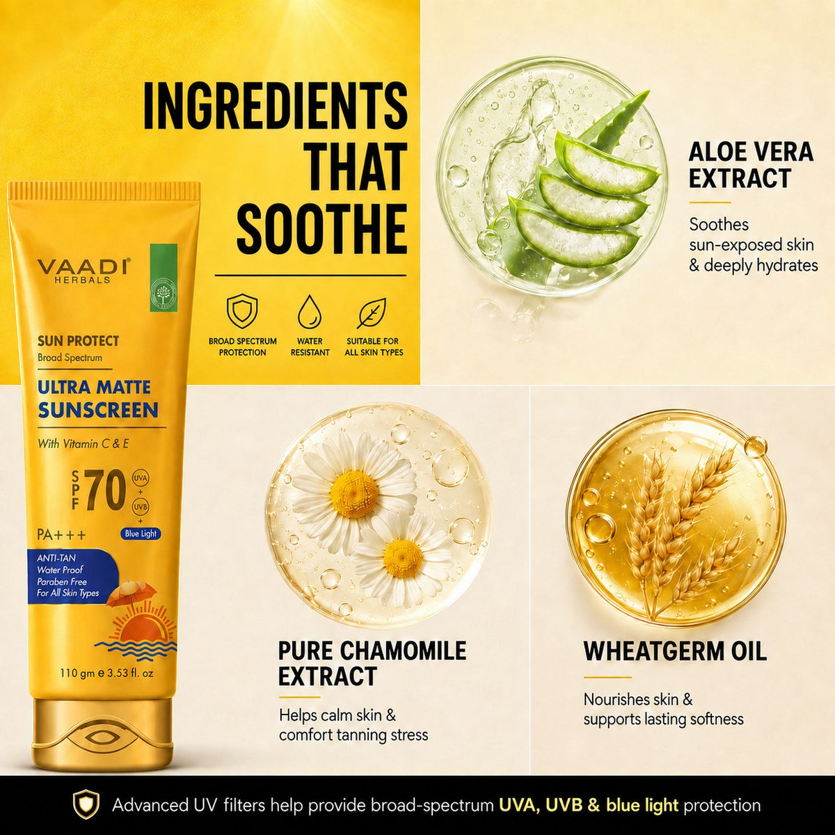 Ultra Matte Sunscreen SPF 70 With Vitamin C & E (110 gms)