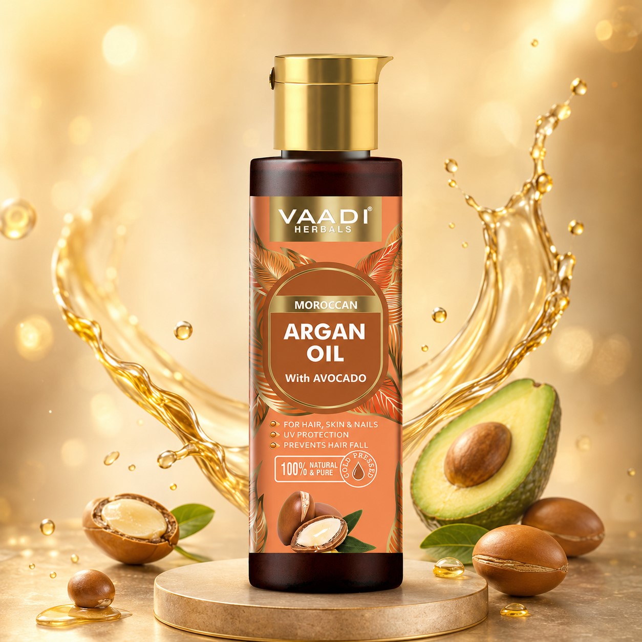 Cold Pressed Morrocon Argan Oil with Avocado- For Hair, Skin & Nails- Promotes Hair Growth- Skin Moisturisation-Healthy Nail Growth - UV Protection- 120ml